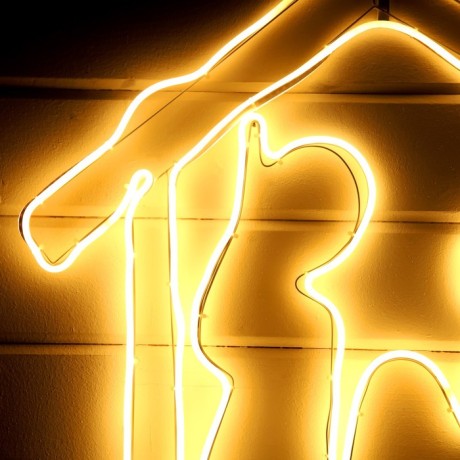 Неоновая фигура «Рождественский вертеп», 85 × 75 см, 896 LED, 220 В, свечение тёплое белое